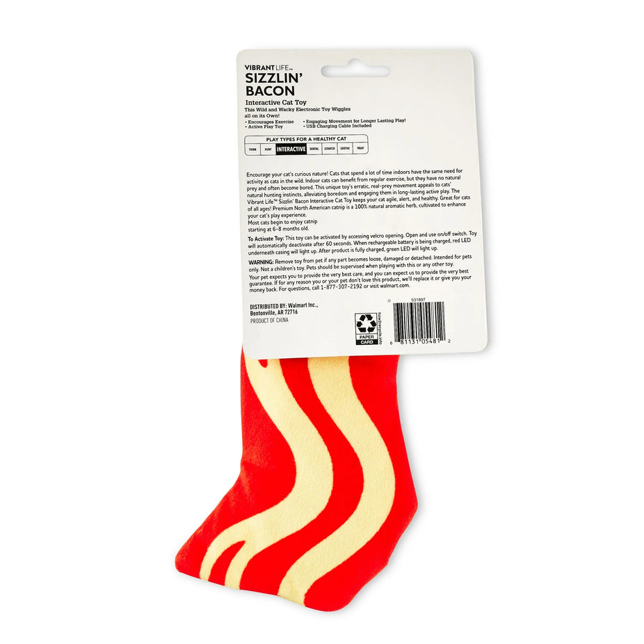 Cat Toy Sizzlin Bacon W/ Catip And Rechargeable
