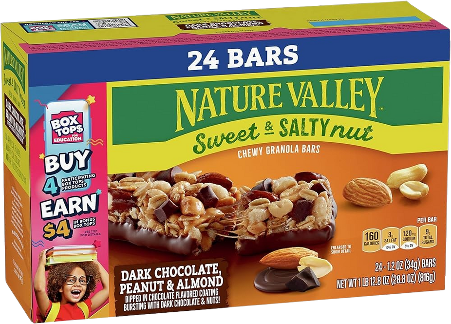 Sweet & Salty Nut Chewy Granola Bars - Dark Chocolate, Peanut and Almonds (24CT)