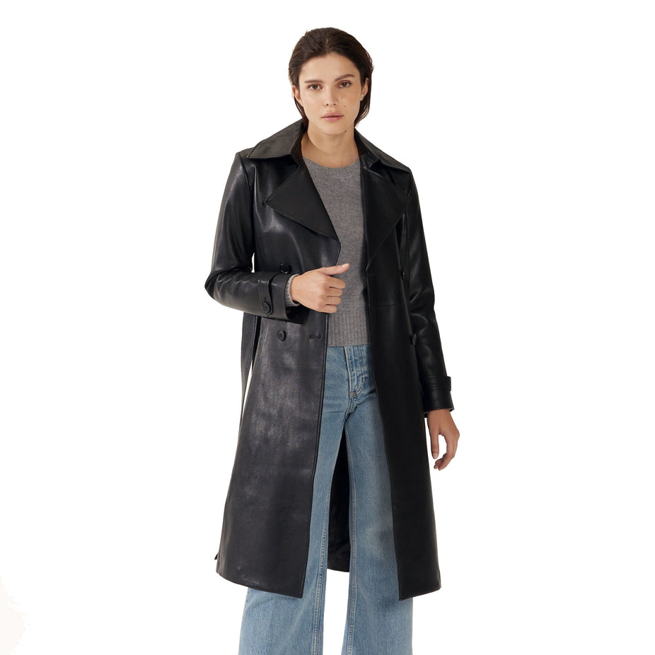 Margot Lambskin Leather Trench Coat