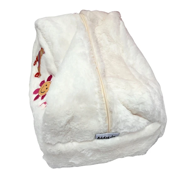 Retro Embroid Faux Fur Cosmetic Bag