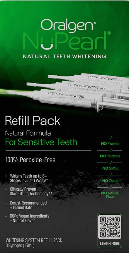 Natural Teeth Whitening Refill Pack with 3 Syringes (Peroxide-Free)