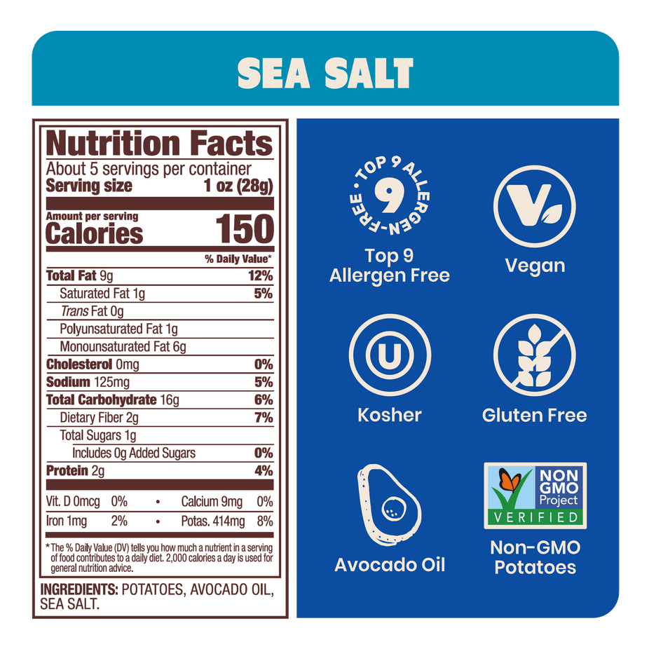 Avocado Oil Sea Salt Kettle Cooked Potato Chips