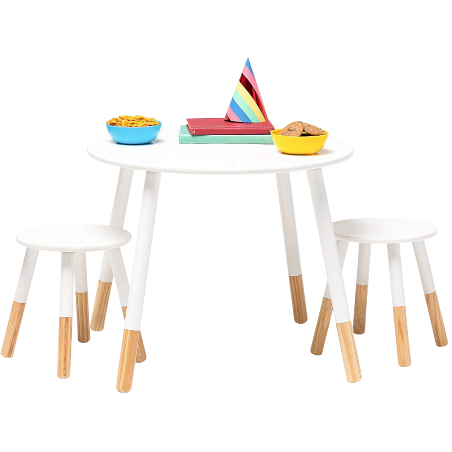 Scandi Table And Chair Set - White/Natural