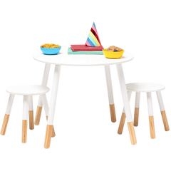 Scandi Table And Chair Set - White/Natural