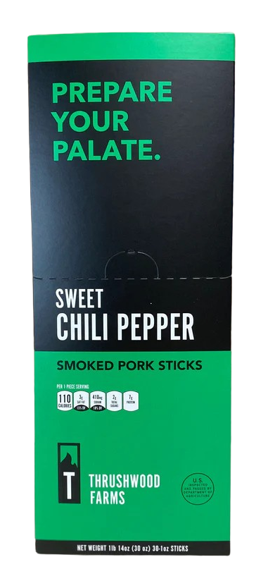 Sweet Chili Pepper Flavored Smoke Pork Stick (30 CT)