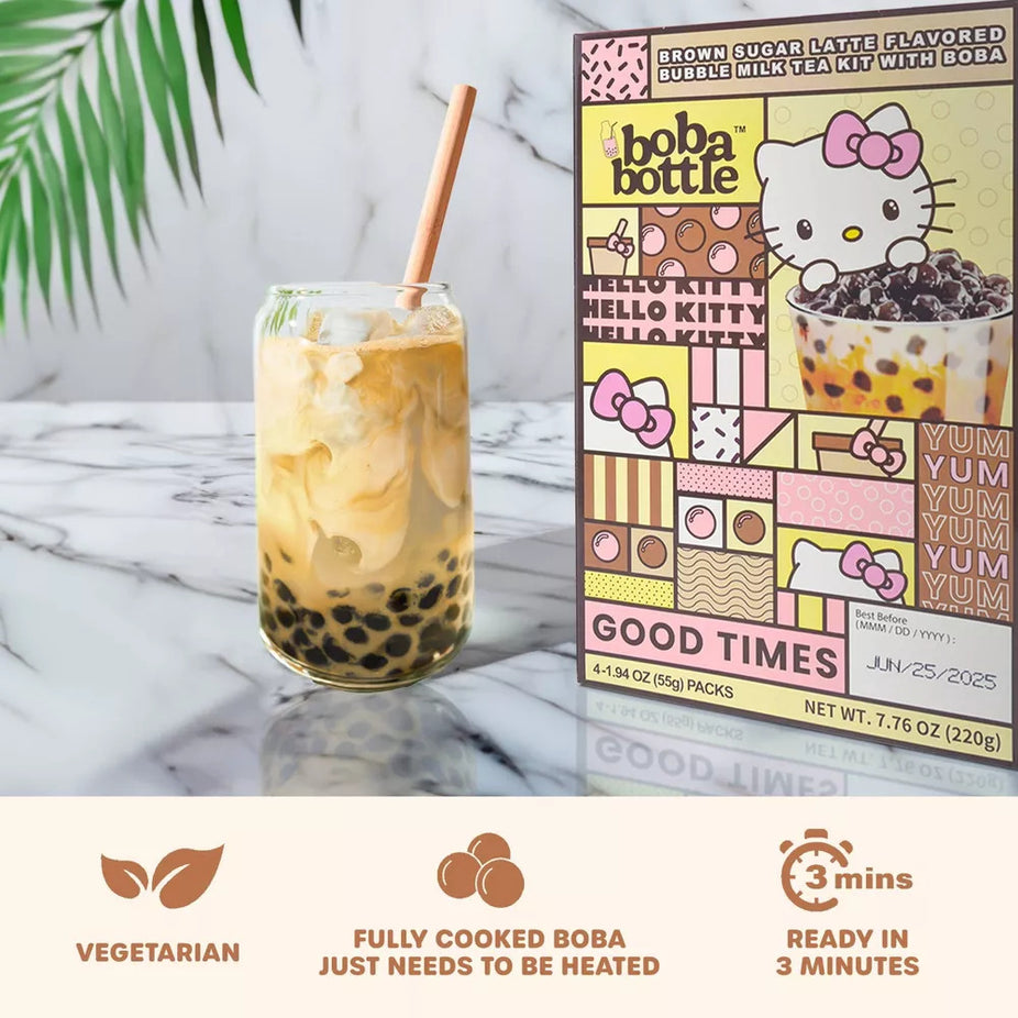Hello Kitty Brown Sugar Latte Bubble Milk Tea (4 Pac)