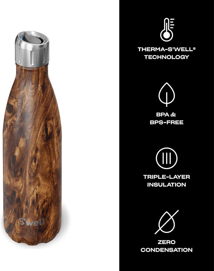 17oz Water Bottle With Sports Cap -Teakwood