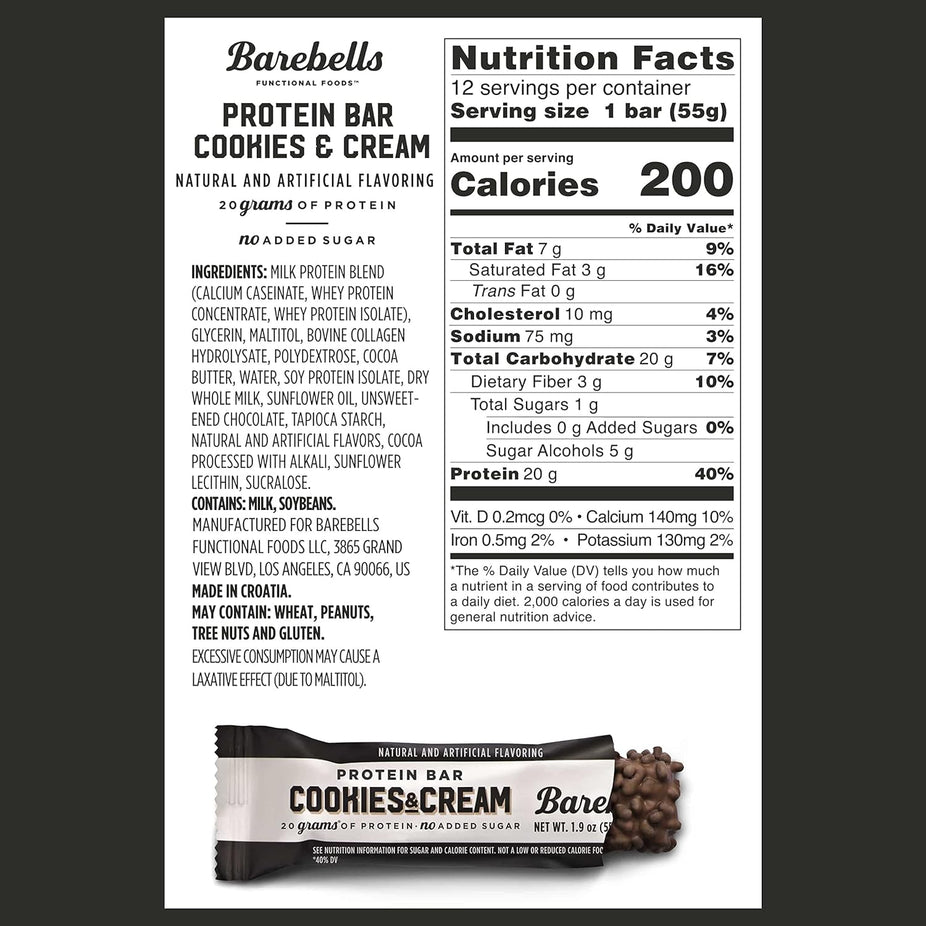 Cookies and Cream Protein Bar (12 Pack)
