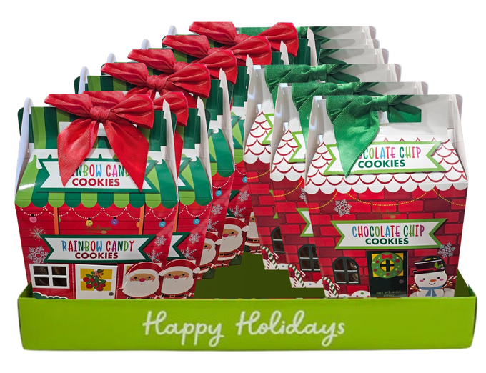 Assorted 3D Holiday House Cookies (12 Pack)