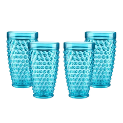Blue Acrylic Tumbler 18 oz Highball Drinking Glasses (Set of 4)
