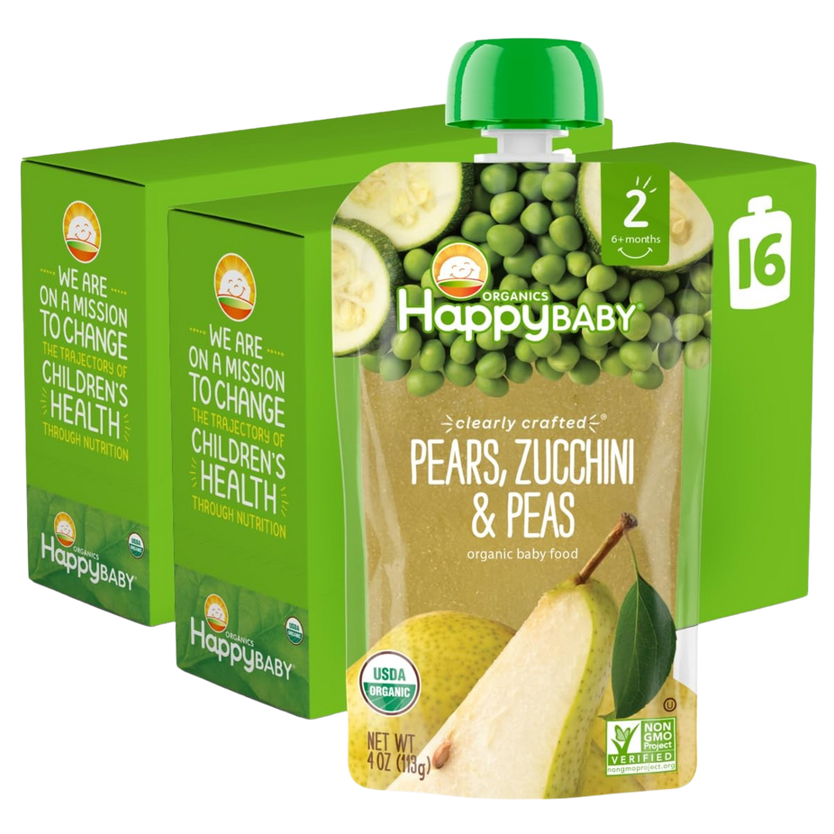 Pears, Zucchini & Peas - Stage 2 Baby Food (16 Pack)