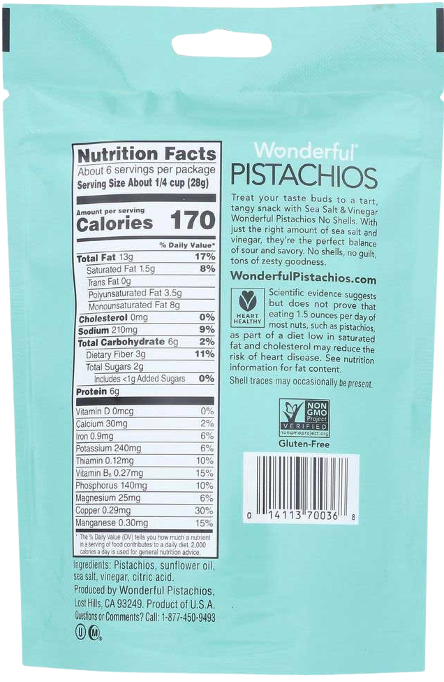 Sea Salt And Vinegar Pistachios No Shells