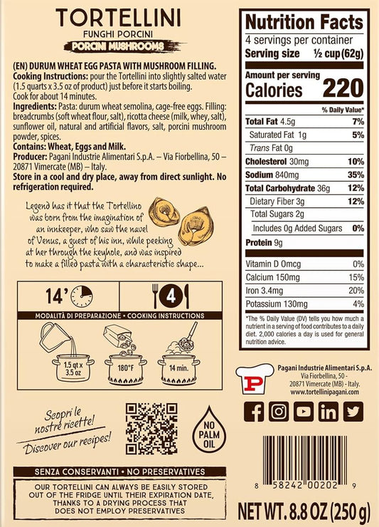 Pagani Tortellini Mushroom Cheese