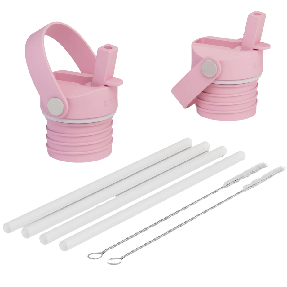 Straw Lid Set for Narrow Mouth Bottles - Rose