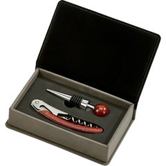 Grey Leatherette 2-Piece Bar Tool Set