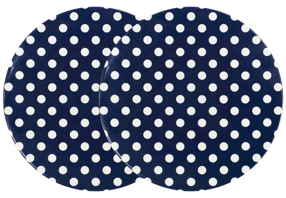 Melamine Dinner Plate, Navy W/ Dots (Set Of 2)