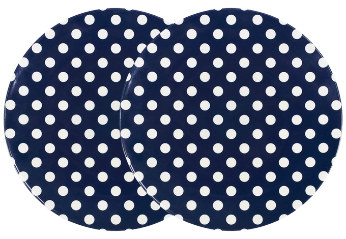 Melamine Dinner Plate, Navy W/ Dots (Set Of 2)