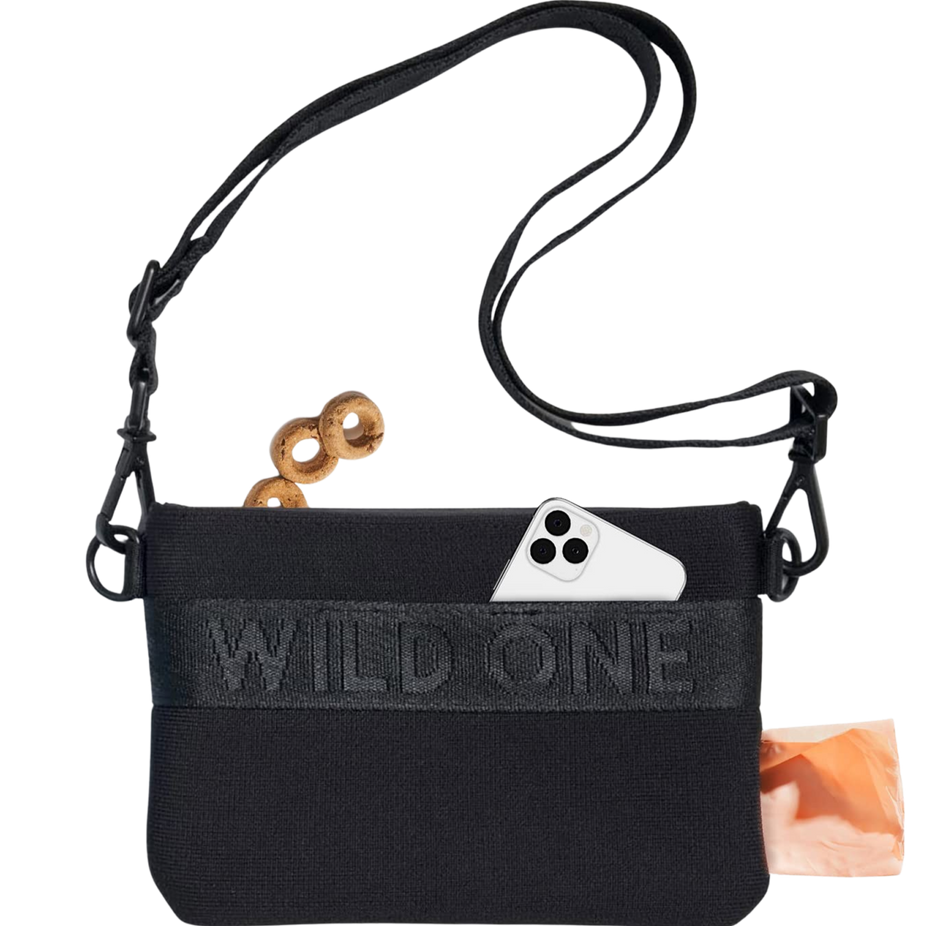 Recycled Knit Dog Treat Pouch - Black