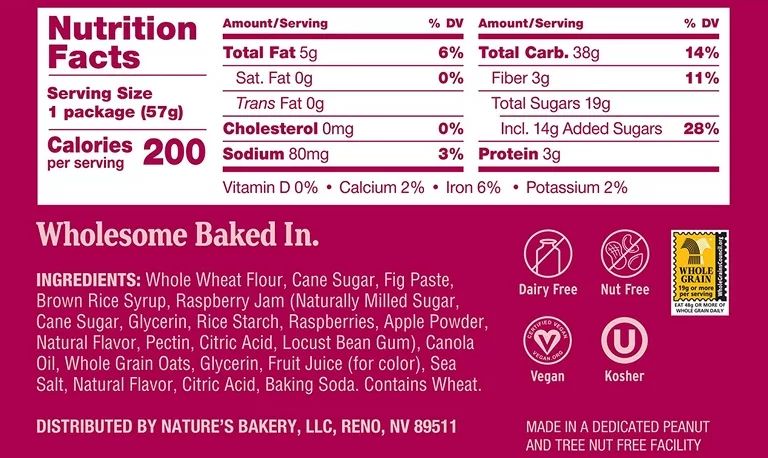 Whole Wheat Raspberry Fig Bar (12 CT)