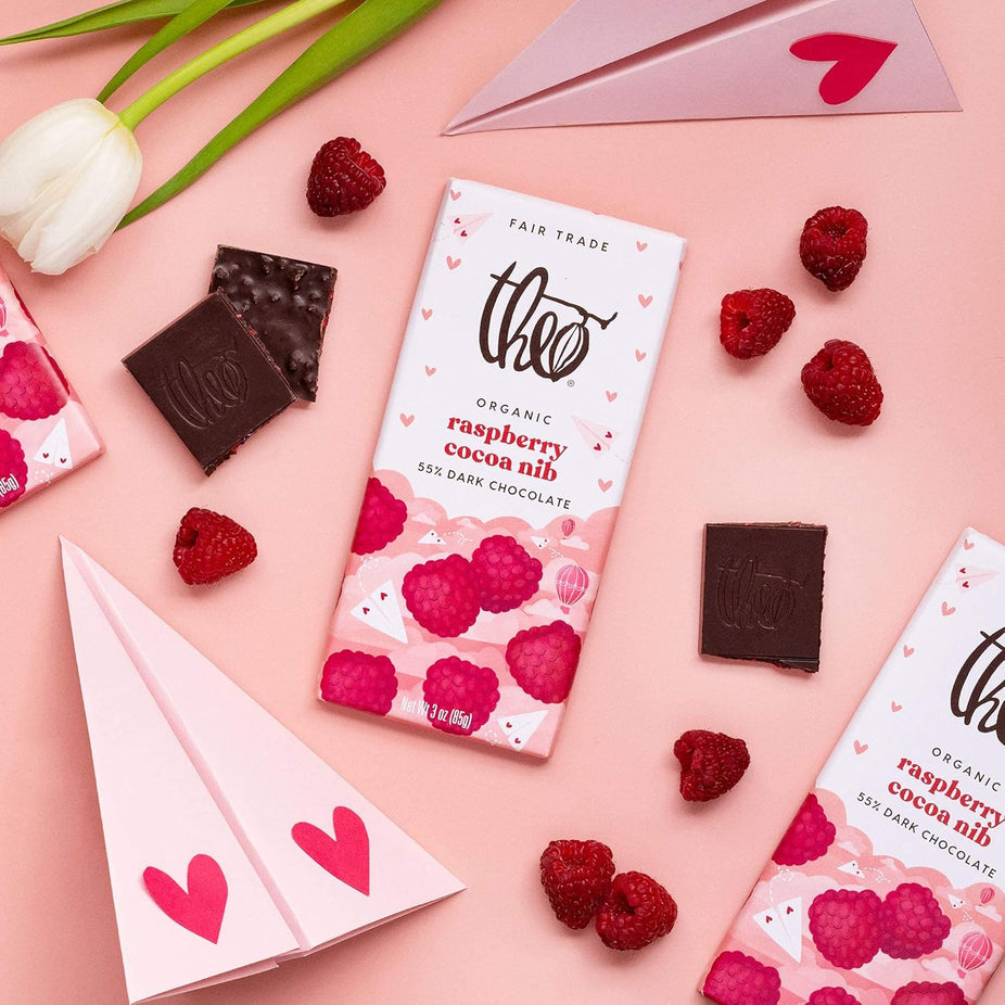 Organic Raspberry Cocoa Nib Dark Chocolate Bar
