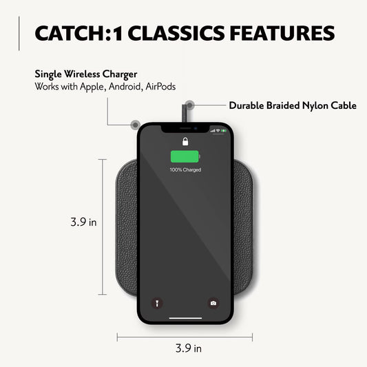 CATCH 1 Single-Device Charging Pad Leather - Ash