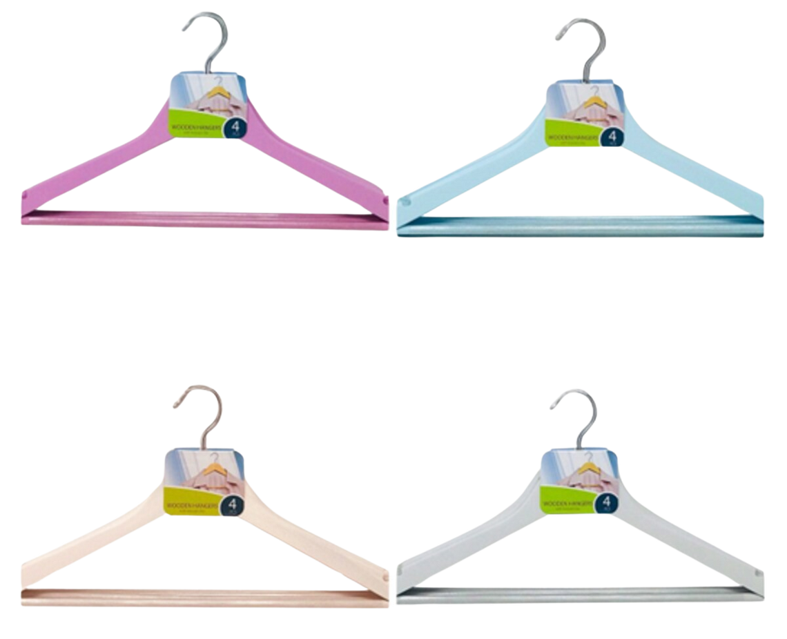 Wooden Hangers (Set of 4) - Assorted Pastel colors