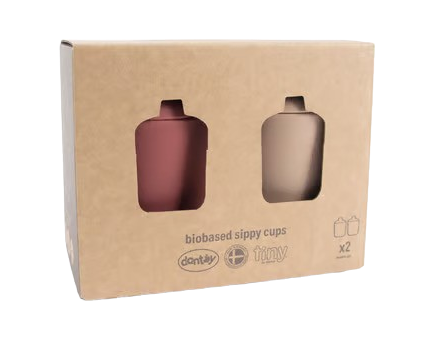 BIO Sippy Cup Set - Ruby Red/Tan