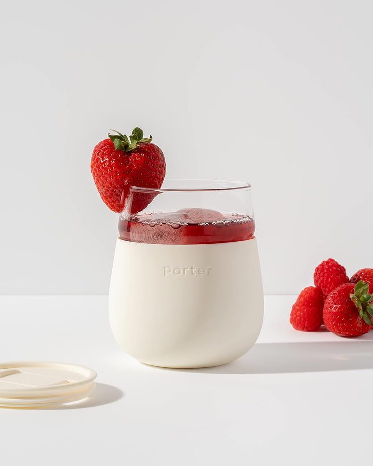 15oz Wine Cocktail Glass w/ Protective Silicone Sleeve - Cream