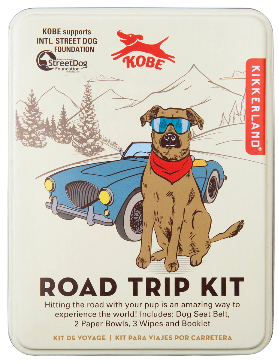 Road Trip Kit - Dog Seat Belt, 2 Paper Bowls, 3 Wipes and Booklet