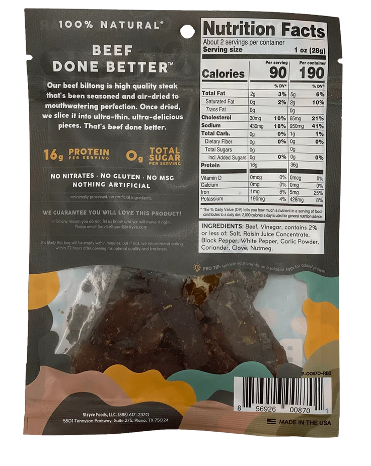 Peppered Sliced Biltong - Air-Dried Beef Slices