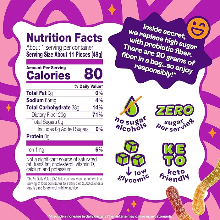 Zero Sugar Sour Gummy Worms (8 Pack)