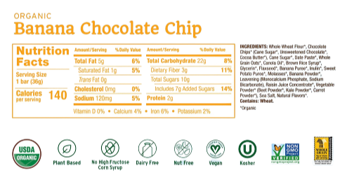 Organic Banana Chocolate Chip Bar (6 CT)