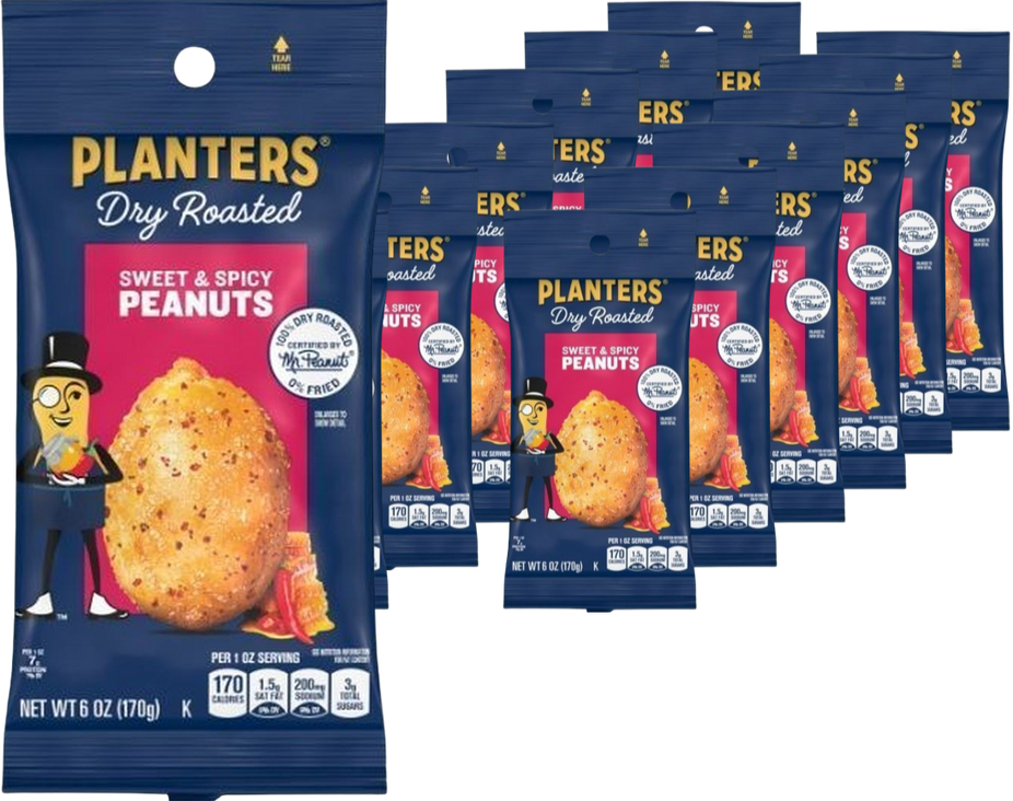 Sweet & Spicy Dry Roasted Peanuts (12 Pack)