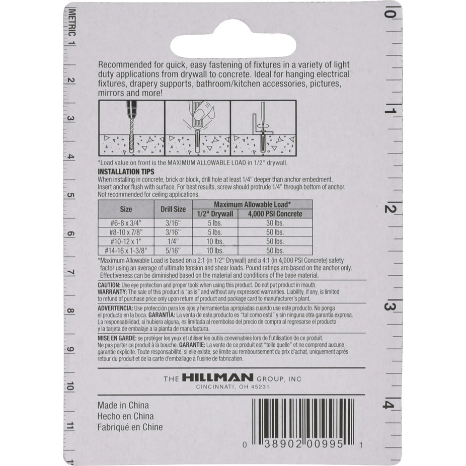 Plastic Anchors With Screws #8-10x1-1/4, (20 CT)