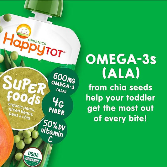 Organic Superfoods Chia 2+ Years Pears Peas & Green Beans (4 Pack)