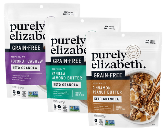 Grain-Free Nut Granola Variety Pack - Cinnamon Peanut Butter, Coconut Cashew, Vanilla Almond Butter (3 Pack)