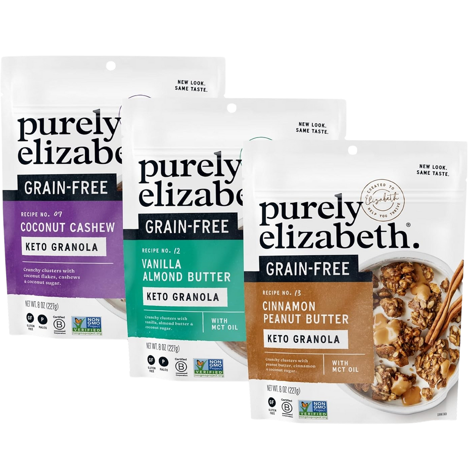 Grain-Free Nut Granola Variety Pack - Cinnamon Peanut Butter, Coconut Cashew, Vanilla Almond Butter (3 Pack)