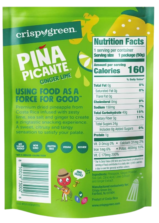 Dried Pineapple with Lime Ginger Pina Picante (12 Pack)