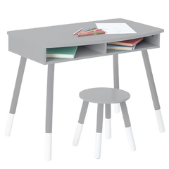 Premium Homework Desk And Stool Set - Gray/White