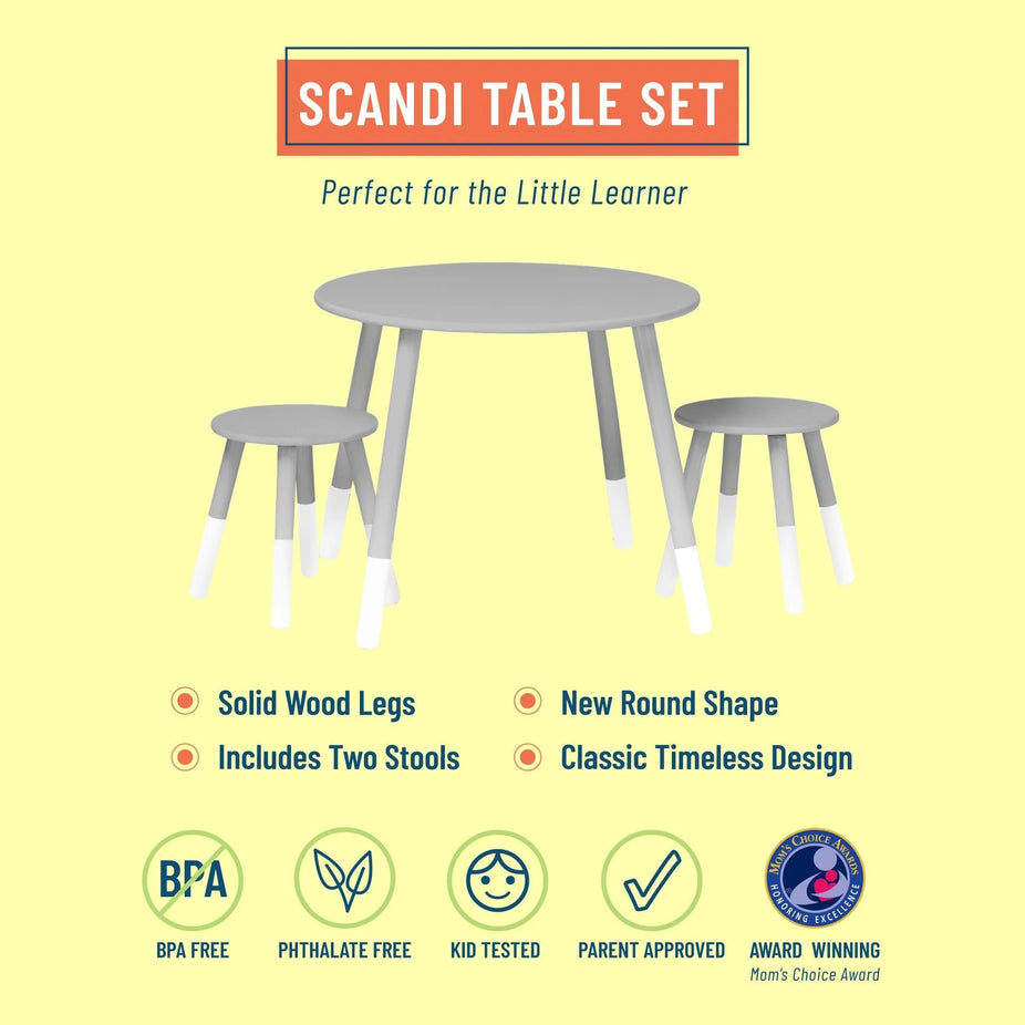 Scandi Table And Chair Set - Grey/White