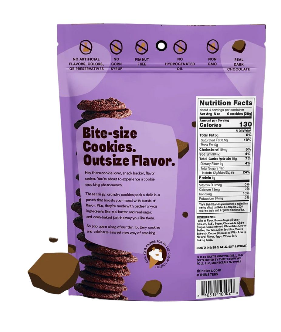 Cookie Thins Thinsters Variety Pack - Chocolate Chip, Toasted Coconut, Vanilla Bean, Key Lime Pie, Brownie Batter, Meyer Lemon (6 Pack)