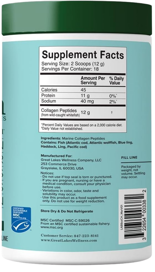 Sustainable Marine Collagen Peptides for Skin, Hair, Nails, Joints & Digestion - Unflavored