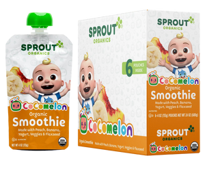CoComelon Smoothie with Peach Banana Yogurt Veggies and Flax Seed (12+ Months) (6 Pack)