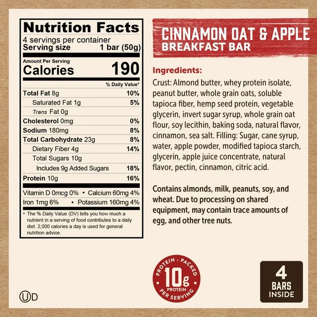 Soft Baked Breakfast Bars - Cinnamon Oat & Apple (4 CT)