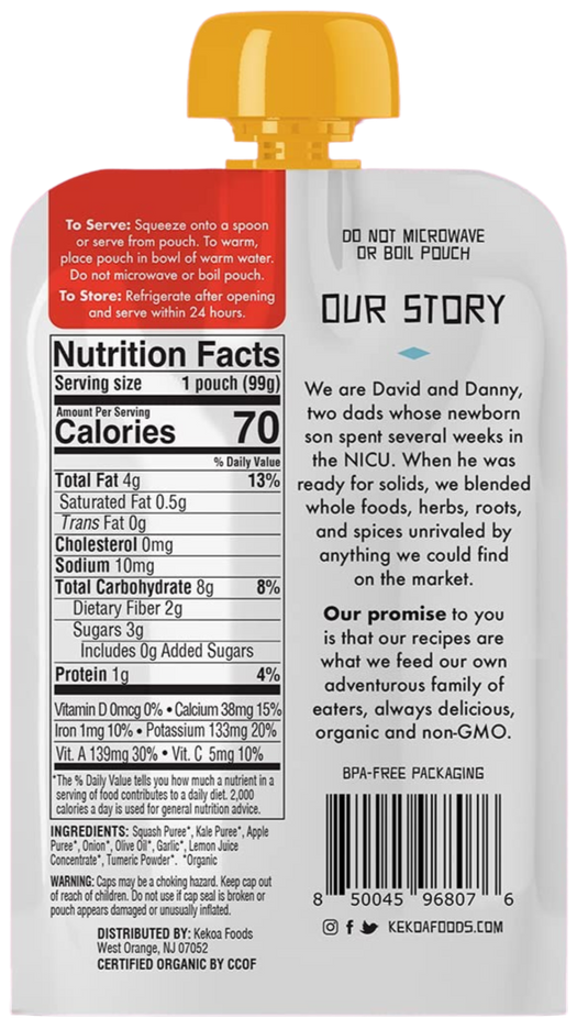 Squash & Kale with Turmeric Baby Food (6 Pack)