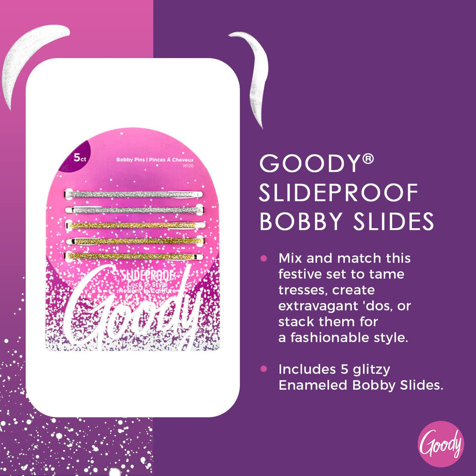 Holiday Ball Enameled Bobby Pins - Silver/Gold (5 CT)