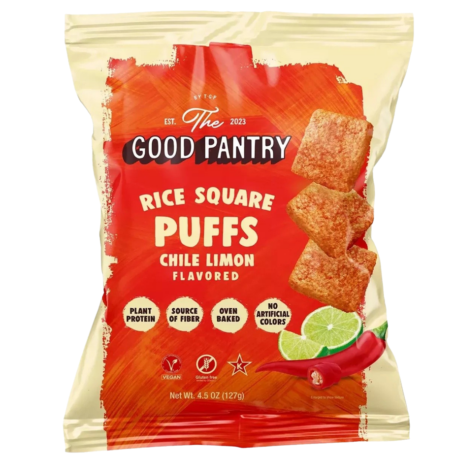 Lemon Square Rice Puffs The Good Pantry Rice Square Puffs - Chile Limon – Martie