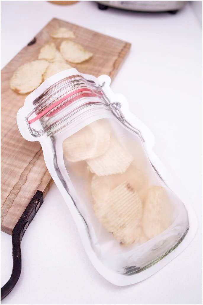Mason Jar Zip Bags for Food Storage Mix and Match (10 Pack)