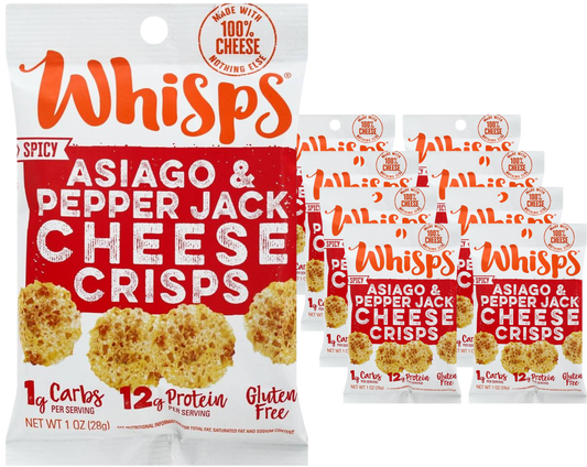 Asiago & Pepper Jack Cheese Crisps (8 Pack)