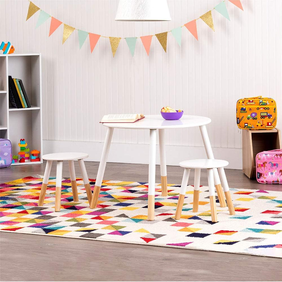 Scandi Table And Chair Set - White/Natural